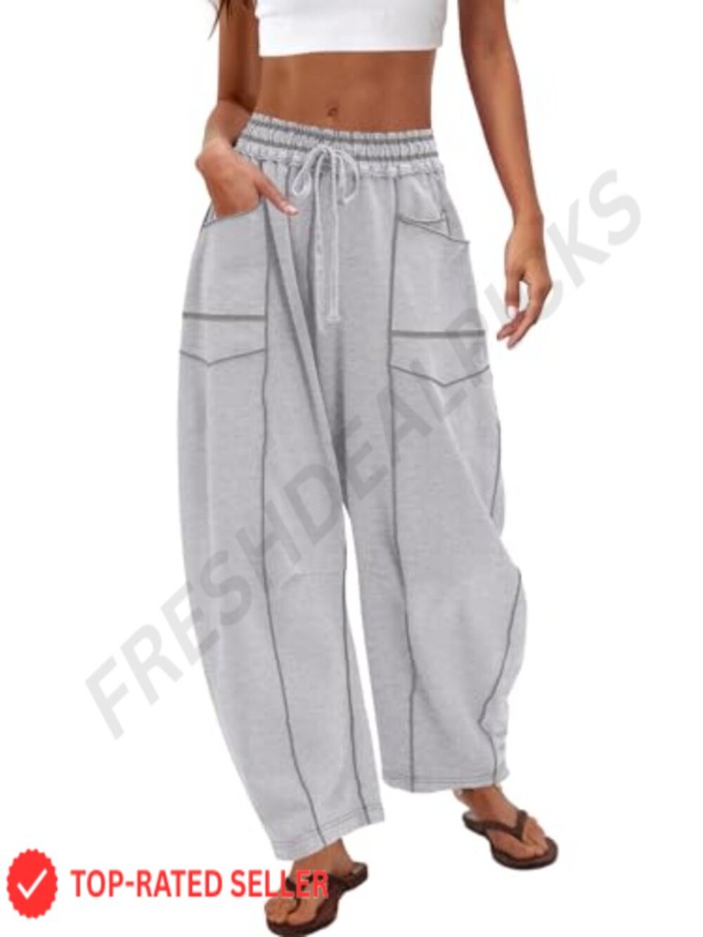 Women's Baggy Wide Leg Barrel Sweatpants High Waisted with Pockets